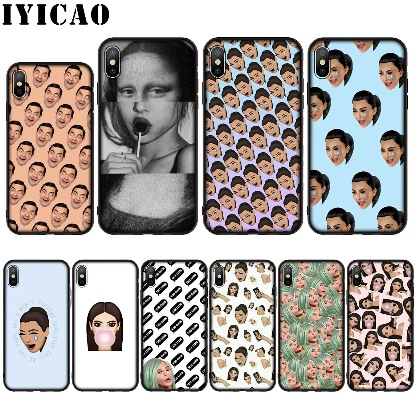 Силиконовый мягкий чехол IYICAO Funny Face kimoji Ким Кардашьян для iPhone XR X XS Max 8 7 6 S Plus 5 5S SE |