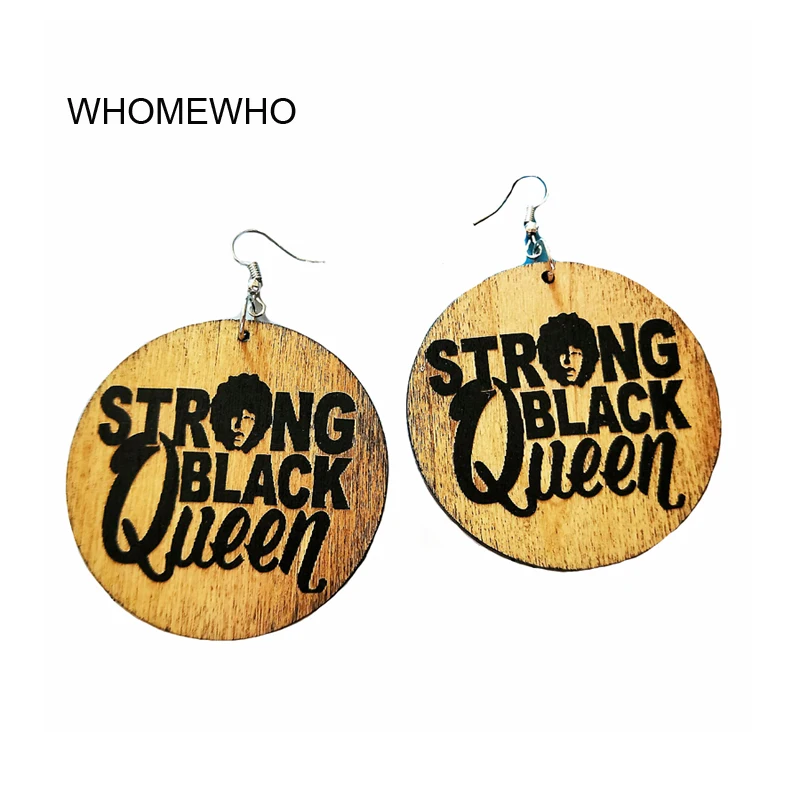 

Wood Africa African Traditional Costume Strong Black Queen Punk Earrings Vintage Bohemia Brown Wooden Ear Party Club Jewelries
