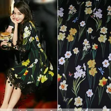 145 см Ткань с принтом Нарцисса гладкая ручная работа Сделай Сам платье рубашка ткань полиэфирная Пижама Ткань Материал ткань