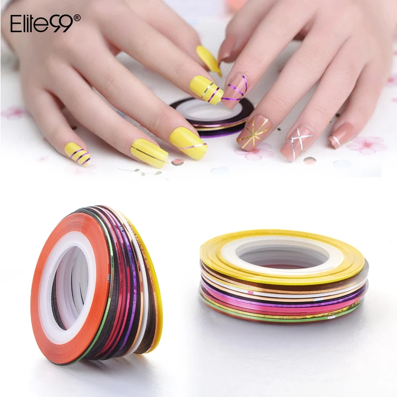 Elite99 10Pcs Rolls Striping Tape Multicolor Stickers For Nails Art
