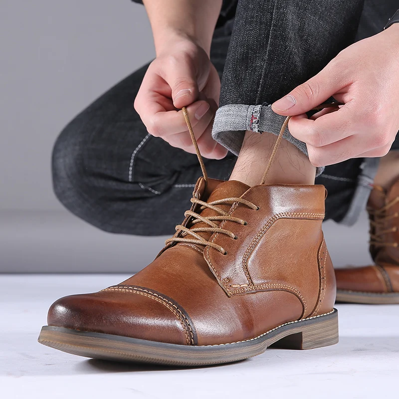 DESAI зимняя обувь Для мужчин сапоги из натуральной кожи Для Мужчин's высокая обувь Бизнес Повседневное шнуровка британская обувь оксфорды американский размер 7,5-12