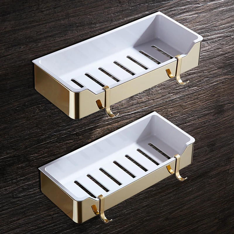 Настенное крепление нержавеющая сталь + ABS пластик золото полки для ванной Матовый никель прямоугольник душ Caddy стойки аксессуары