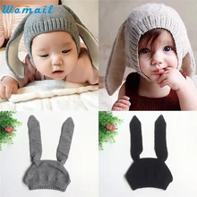 Дети осень snapback cap womail нежный hat мужская мальчик в девочке трикотажные вязания уха кролика шапочка зима теплая hat cap w20