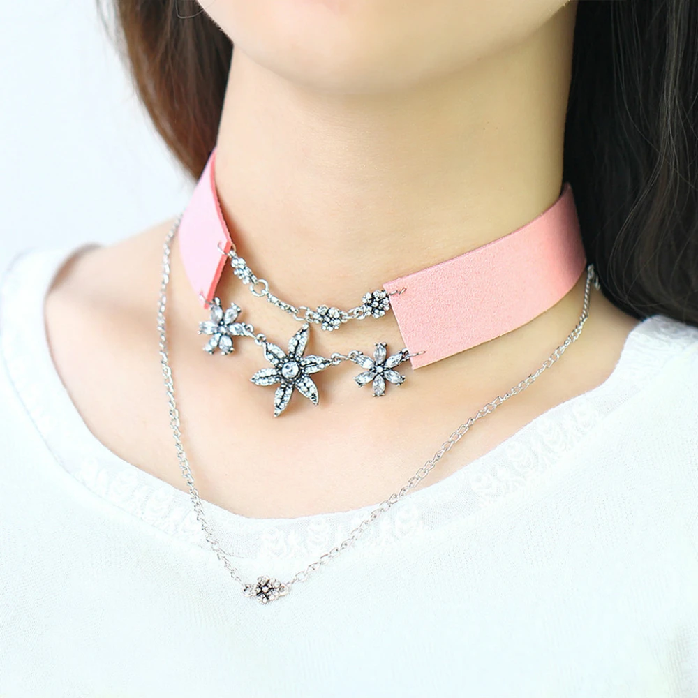 

M MISM Girls Multi-layer Neck Accessories Simple Clavicle Choker Neck Chain For Women Exquisite Elegant Flower Party Necklace