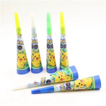 

6Pcs/lot Pokemon Go Cartoon Theme Pikachu Horn Trumpet Kid Boy Girl Birthday Party Blowouts Whistles Wedding Noise Make Supplies