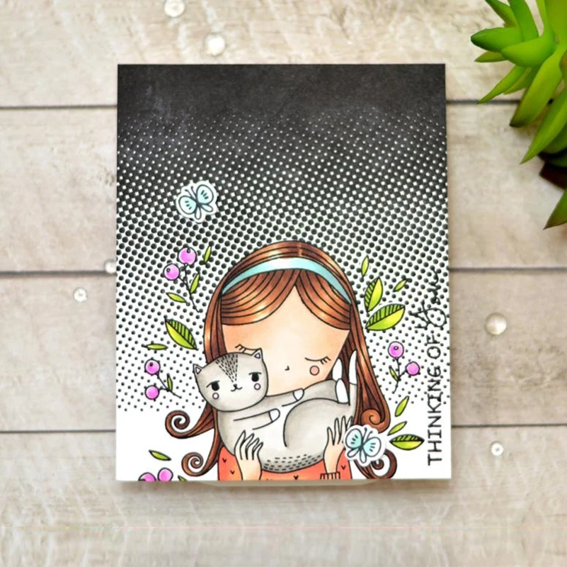 

ZhuoAng Girl holding a cat Transparent Clear Stamps / Silicone Seals for DIY scrapbooking photo album/Card Making