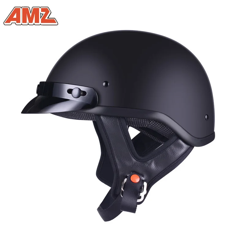 

Half Face Vintage Motorcycle Helmet DOT approved Retro German Kask Cafe Racer Scooter Cruiser Chopper Matte black EPS lining