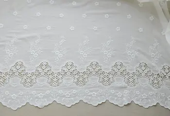 

off white Lace Fabric, cotton Embroidered lace fabric 5yards