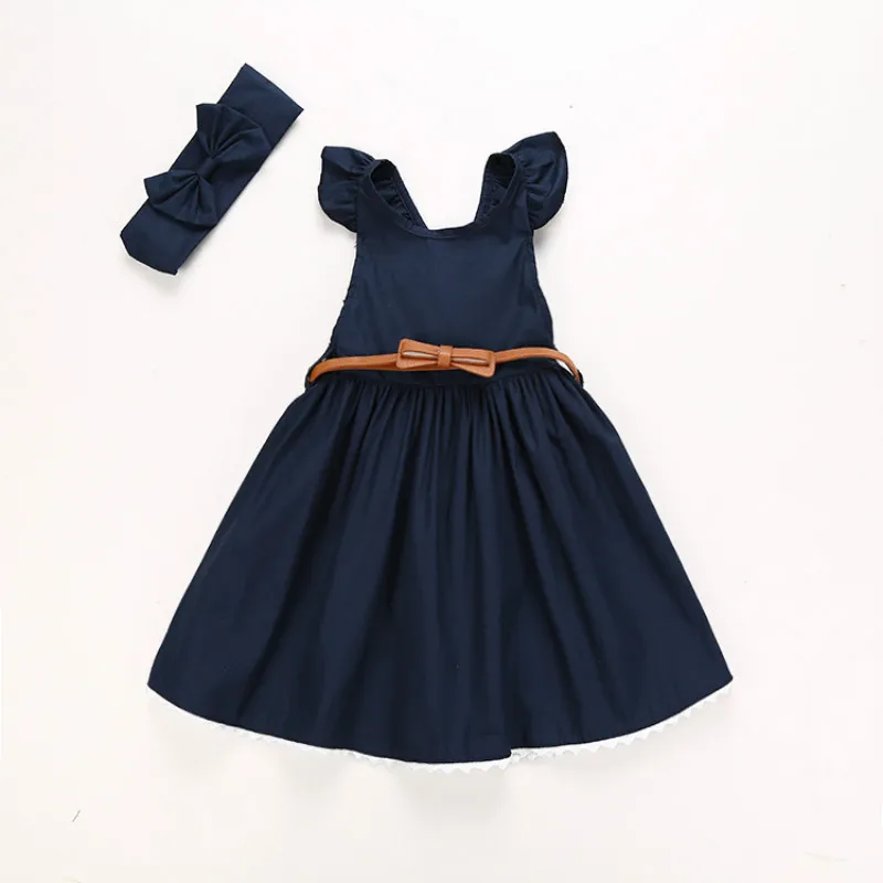 Toddler Kids Baby Girls Clothes Belt Bowknot Party Ball Gown Formal