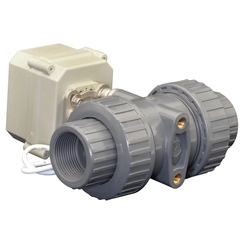 

2 Way PVC DN40 Normally Open Normally Close Valve BSP/NPT 11/2'' AC110-230V 10NM On/Off 15 Sec Metal Gear CE