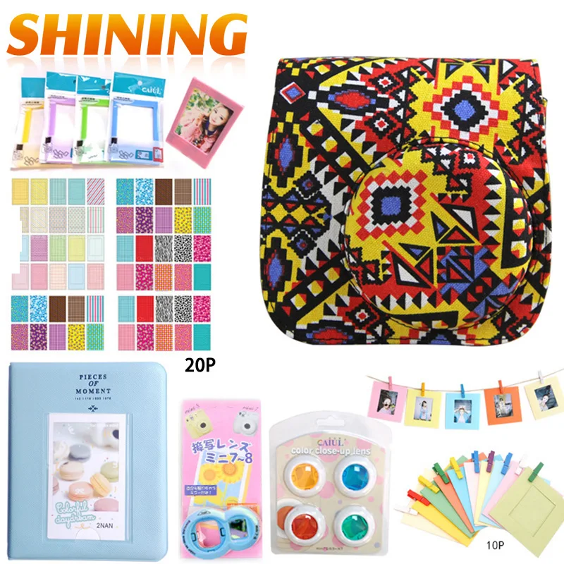 Fujifilm Instax Mini 8 Accessories Floral Map Bohemai Pattern Camera Case Bag Filters Album Hang Frames Selfie Lens Film | Электроника