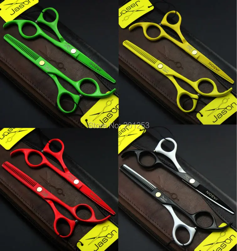 

4 Colorful Optional 5.5Inch Jason JP440C Cutting Scissors Thinning Scissors Sets,Human Hair Scissors Kits,Hair Shears LZS0340