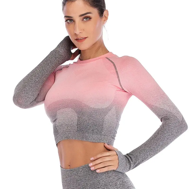 

Women Fitness Tops Breathable Long Sleeve Tops Quick Drying Workout Shirts for Women