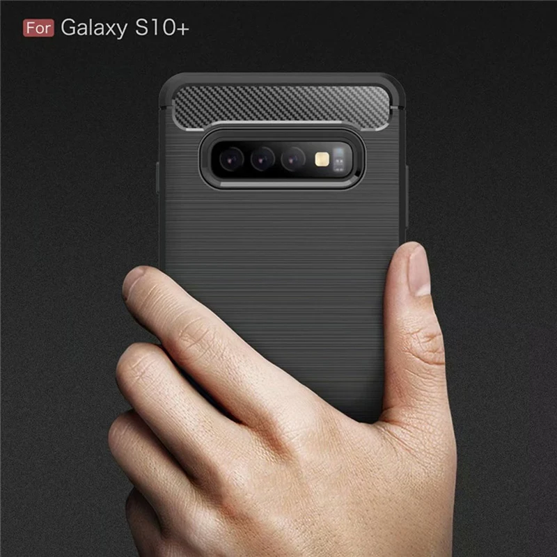 

Luxury Carbon Fiber Case For Samsung S10 Plus S10E Soft Silicone TPU Cover For Samsung Galaxy S10E S10 Plus Phone Case Capa