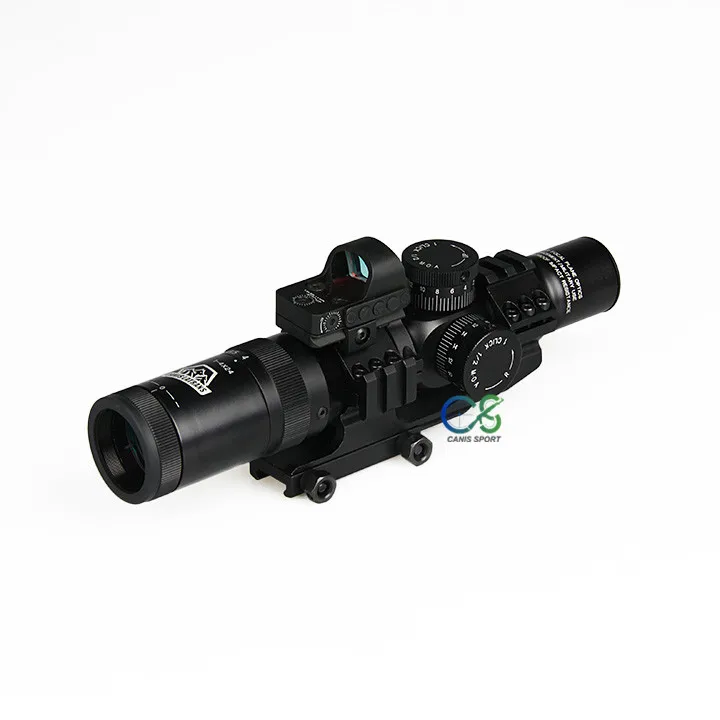 Canis Latrans 1-4x24 IR Rifle Scope тактические оптические прицелы противоударные с 1X мини Red Dot Scope для охоты стрельбы gs1-0292