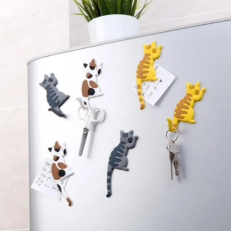 

1pc Cartoon Cat Fridge Magnets Sticker Silicone Refrigerator Sticker Fridge Magnet For Kids Message Holder Home Decor D