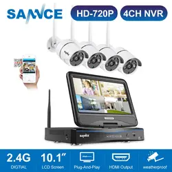 SANNCE 4CH Wifi 720 P CCTV камера безопасности NVR комплект Wi-Fi видео система безопасности с 10,1 ''ЖК-экран видео камера видеонаблюдения