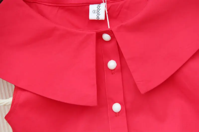 Летняя детская блузка для девочек, хлопковая детская красная рубашка, школьная блузка для девочек-подростков, рубашки без рукавов для малышей, От 3 до 16 лет