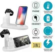 3 в 1 Qi беспроводной зарядное устройство Pad Ladestation для Apple Watch+ iPhone XS X 8 samsung Galaxy S9/8/7