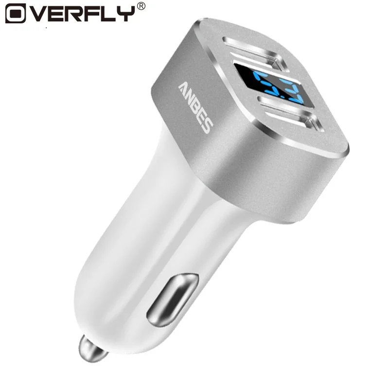 

Overfly 5V 3A Dual USB Car Charger Fast Charger with LED Digital Display Screen Car Charger Adapter Charging for iPhone Samsung