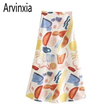 Arvinxia ZA/Сексуальная Женская юбка с рисунком раскол, Новая женская Юбка-миди без рукавов, шикарная уличная Женская юбка с высокой талией