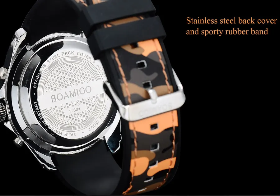 BOAMIGO Brand Fashion Dual Display Watches Mens Sports Watch Rubber Band Digital Analog LED Wristwatch Gift Clock 30M Waterproof (4)