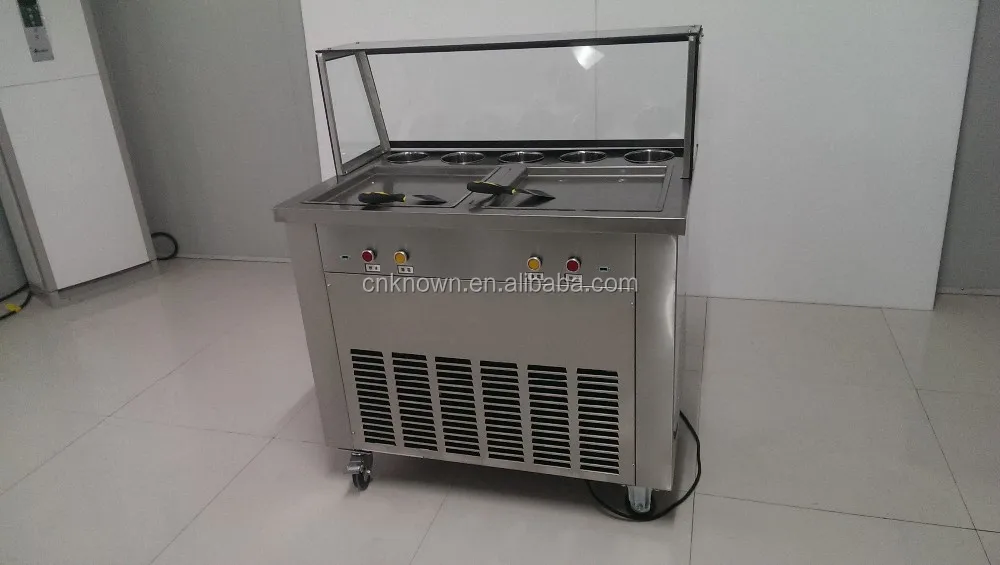 Китайский поставщик двойной компрессор Стир-Фрай мороженое Холодной Плиты аппарат для изготовления роллов