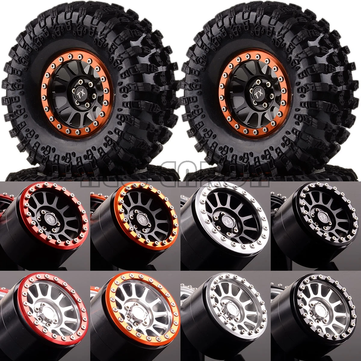

NEW ENRON 4P Aluminum 2.2" Beadlock Wheels & 125MM Tires For RC 1/10 Climbing Rock Crawler