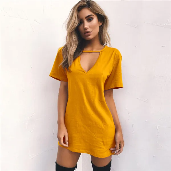 yellow t shirt dress with sleeves
