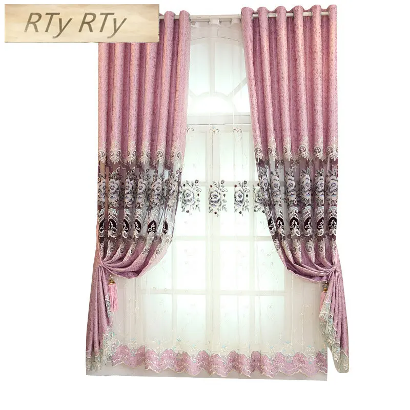 

luxury embroidered curtains finished custom for living room high quality curtains for kitchen Window Treatments