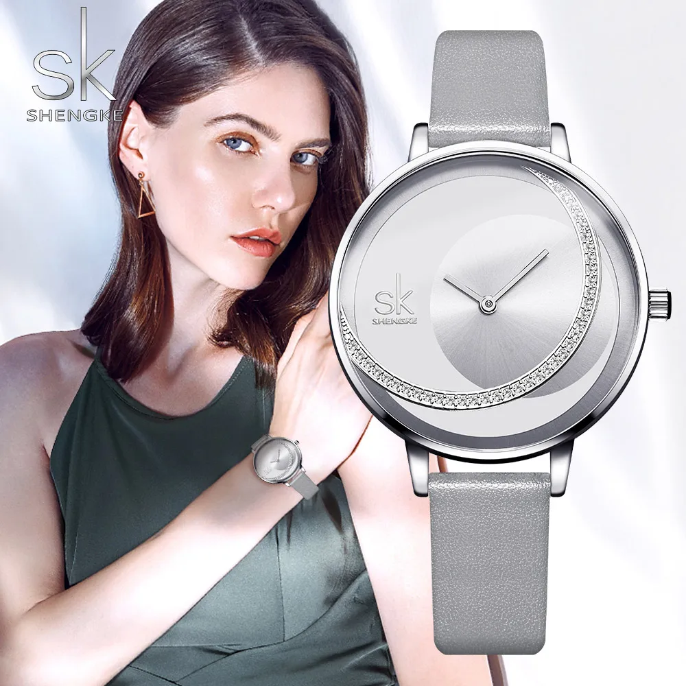 Unique Elegant Women Watch Luxury Rhinestone Leather Quartz Wristwatches Fashion SHENGKE Brand Waterproof Gift Clock for Lady Unique Elegant Women Watch Luxury Rhinestone Leather Quartz Wristwatches Fashion SHENGKE Brand Waterproof Gift Clock for Lady