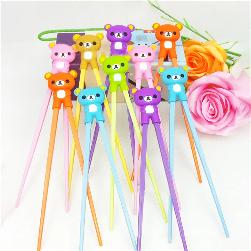 

1 Pair Multi Color Cute Bear Panda Cat Minions Learning Training Chopstick Kid Children Chinese Chopstick Learner Colorful Gifts