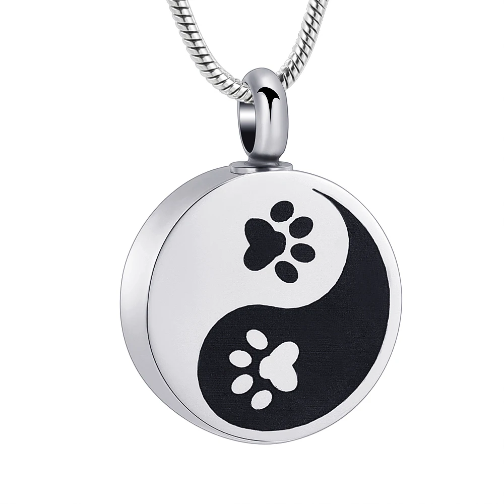 Pet Urn Keychain Dog Cat Paw Cremation Keepsake Memorial Ashes Jewelry Stainless Round Animal