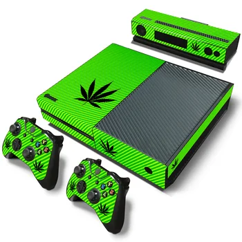 

free drop shipping for Green Weed Leaves style design skin sticker for xbox one Console + 2PCS Controller decals TN-XBoxone-2457