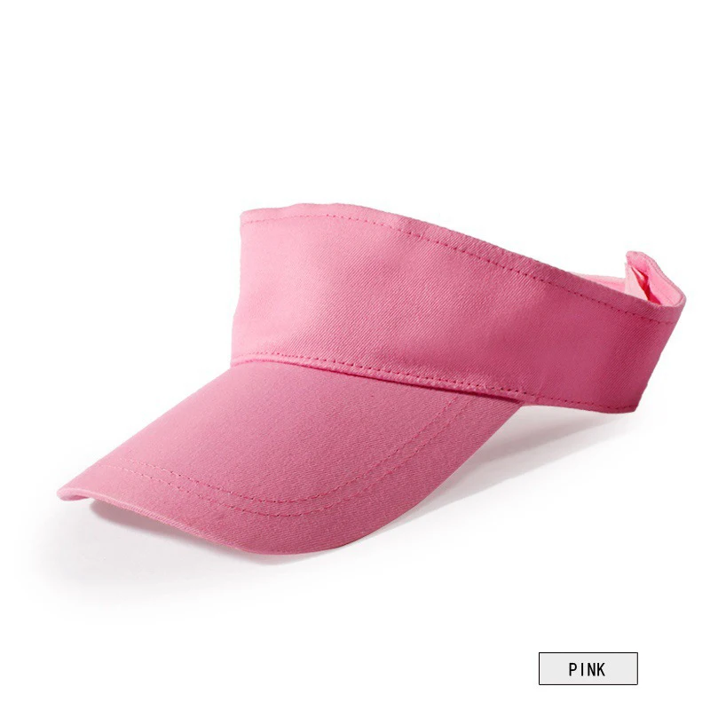 Плоский козырек Солнцезащитный козырек Спортивный Регулируемый головной убор сплошной цвет дышащий для лета Теннисный пляж DX88 - Цвет: Розовый