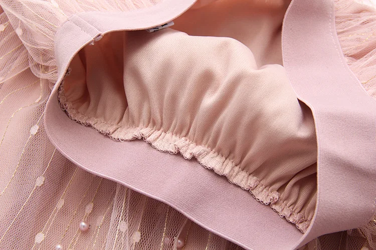 Брюки-клеш с вышивкой Юбки женские корейский стиль жемчуг сетка; с высокой талией длинная юбка розовый черный бежевый SWM1308