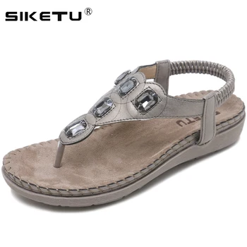 

SIKETU 2019 Women Flat Sandals Plus Size 35-42 Fashion Crystal Woman Shoes Summer Footwear Beach Flip Flops Shoes Women WSH2429