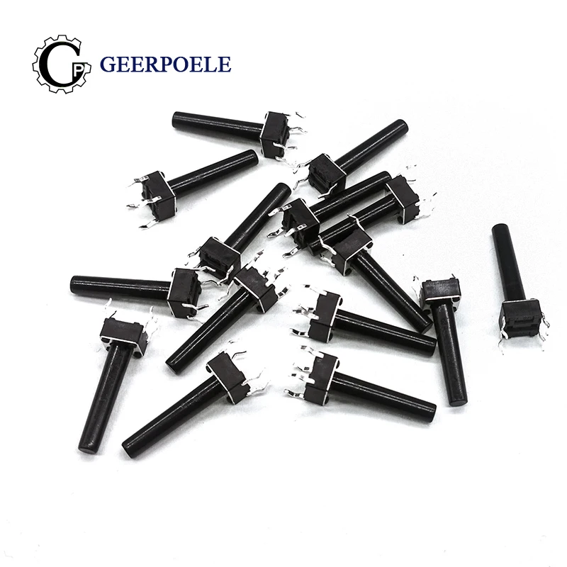 

50pcs/lot 6*6*20 mm Interruptor 4 PIN Tactile Tact Push Button Micro Switch Direct Plug-in Self-reset Top Copper