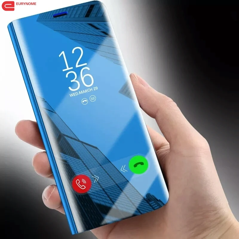 Зеркальный умный чехол для Huawei P30 Pro P20 прозрачный из искусственной кожи с