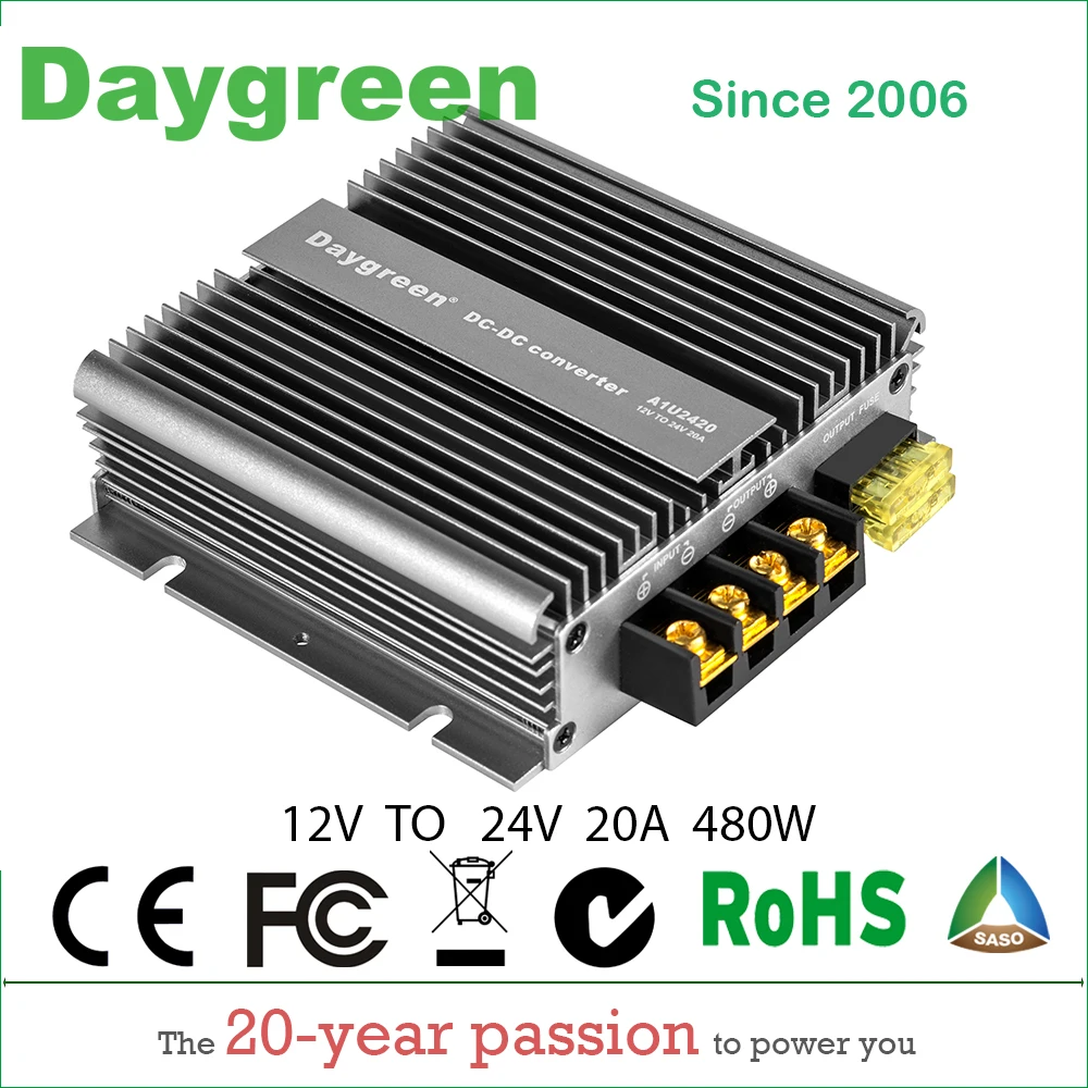 12V повышающий 24V 20A DC преобразователь 12VDC до 24VDC 20AMP повышающий регулятор напряжения 20 AMP 500 ватт модуль питания Daygreen A1U2420