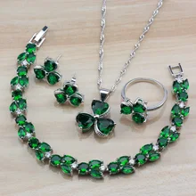 925 Серебряный для модного костюма на вечеринку Винтаж стиль для женщин Ювелирные наборы с натуральными камнями зеленый аксессуары для подарок