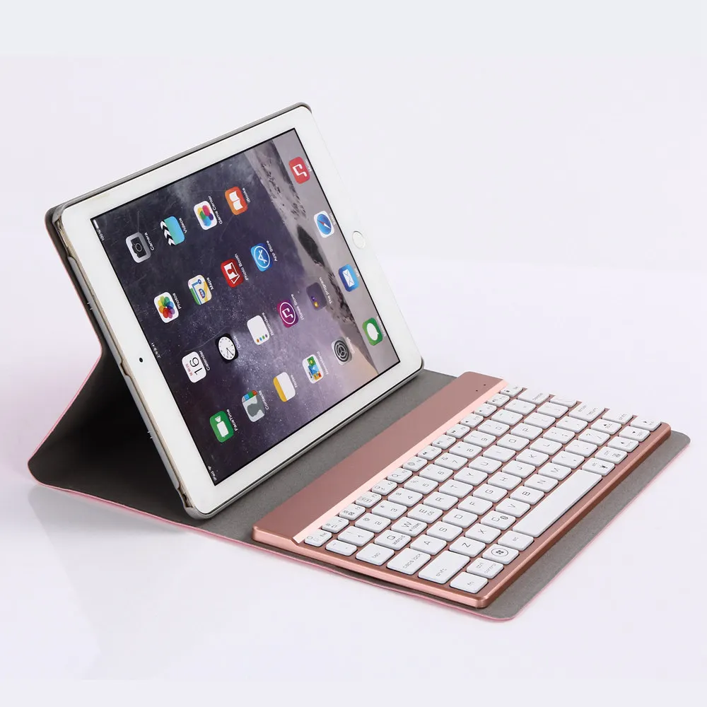 

For iPad Air iPad 5 Slim 360 Degree Swivel Leather Case Stand Cover+Detachable 7 Colors LED Backlit Wireless Bluetooth Keyboard