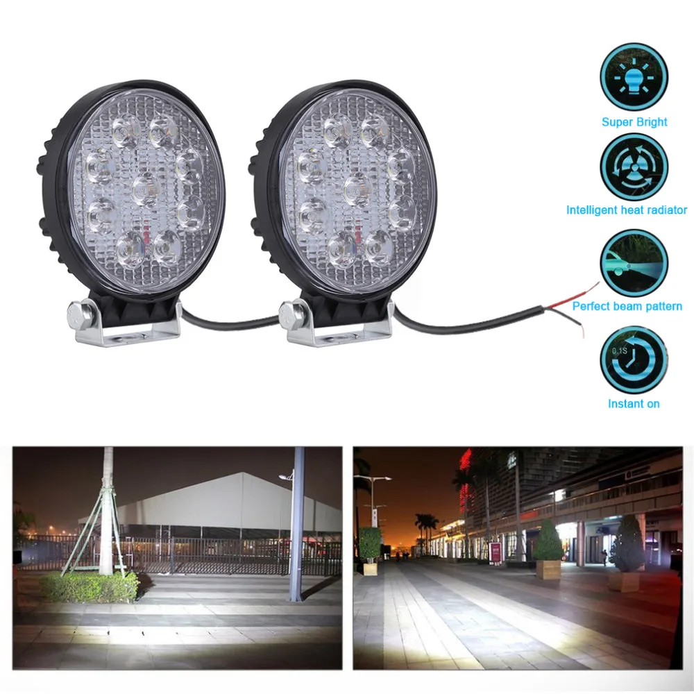 4 Inch 27W LED Work Light Floodlight 12V 24V Round LED Offroad Light font b Lamp