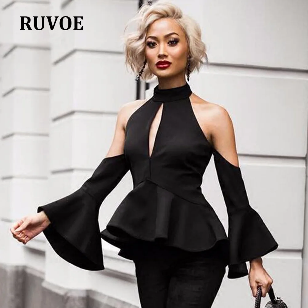 

Lady Sexy Off The Shoulder Flare Sleeve Plaid Blouses Shirts Ruffles Trim Woman Vintage Blusas Plus Size Retro Style Peplum