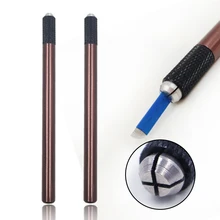 2 шт коричневый микроблейдинг 3D для ручного татуажа бровей ручка микролиста постоянный макияж микроволокна глаз губ татуировки машины ручки