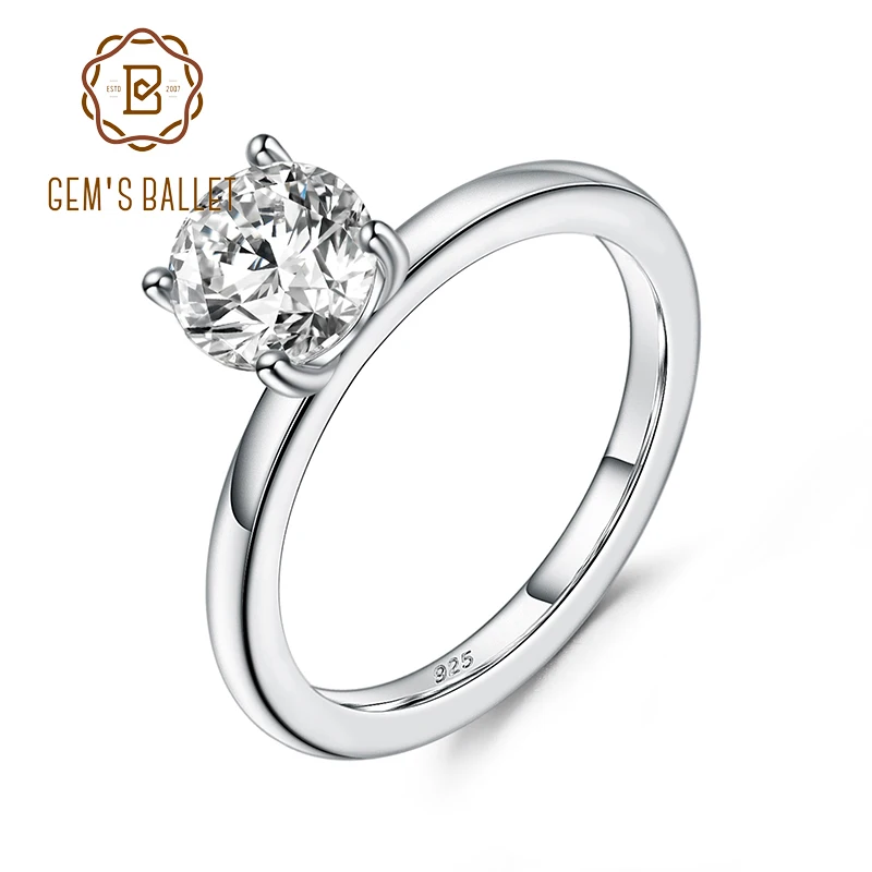 

GEM'S BALLET 925 Sterling Silver 0.5Ct 5mm EF Color Moissanite Solitaire Engagement Rings For Women Wedding Fine Jewelry