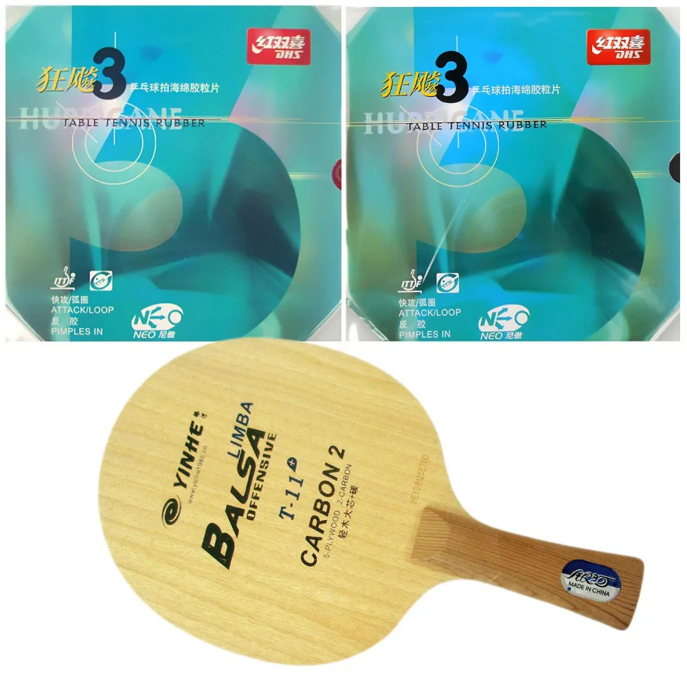 

Pro Table Tennis (PingPong) Combo Racket: Galaxy YINHE T-11+ with 2x DHS NEO Hurricane 3 Long Shakehand FL