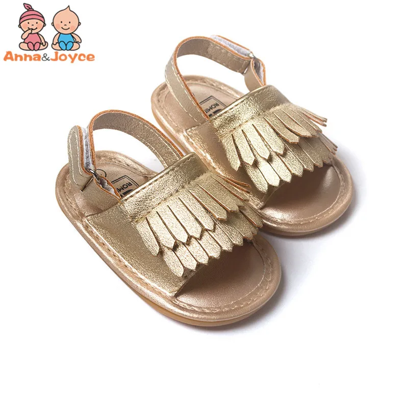 Летняя обувь для маленьких девочек; сандалии с кисточками из искусственной замши; нескользящая обувь на плоской подошве; сандалии для младенцев