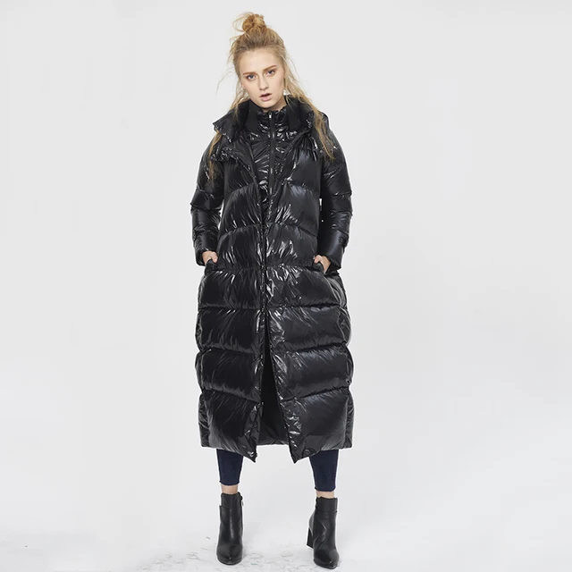 Best price at $132 Cheap Long Solid Hooded Coat Zipper Thick Button Pockets Winter Jacket Women Parkas Snow Warm Female Clothing 2016 New Arrival Black