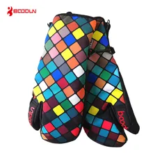 Теплые флисовые перчатки для сноуборда BOODUN для женщин, девочек и мальчиков, лыжные перчатки, ветрозащитные водонепроницаемые Зимние перчатки для катания на лыжах